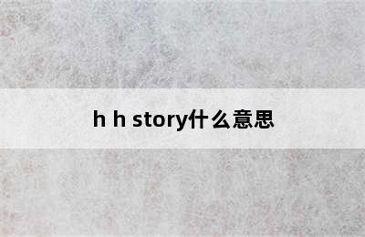 h h story什么意思